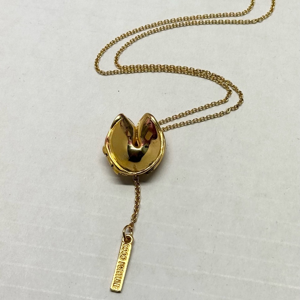 New Gold Fortune Cookie Necklace